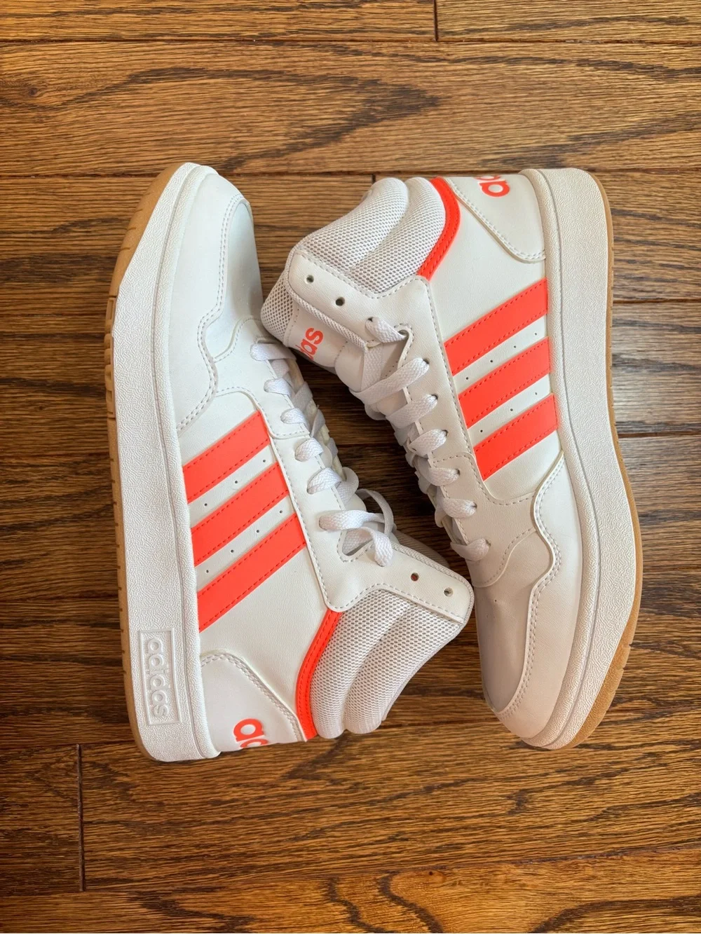 adidas White and Neon Orange Women's Athletic Shoes